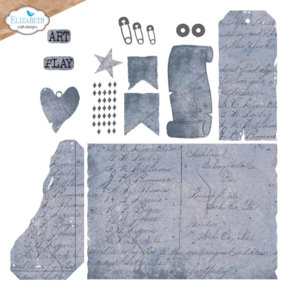 Elizabeth Craft Designs Playful Grunge Metal Die Set
